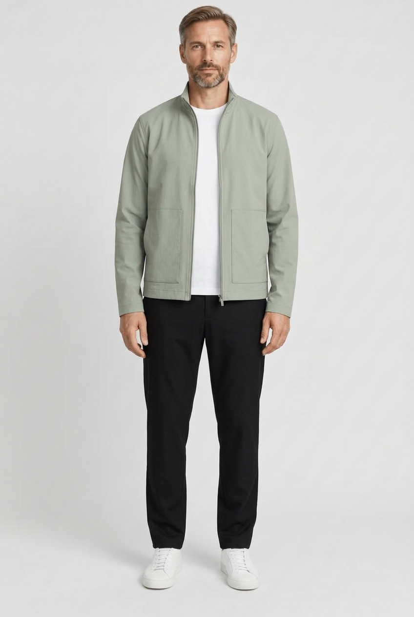 Simulierter Try-On: Erik mit hellgrüner Jacke